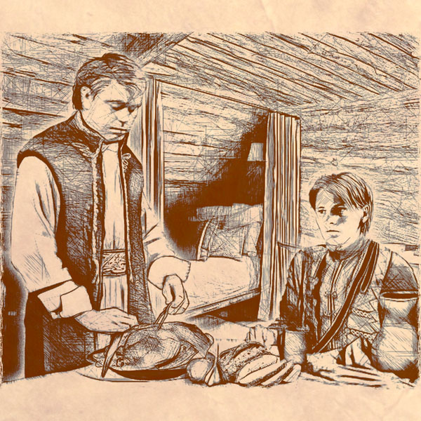 Первый обед Волчка с Крапой Красеном