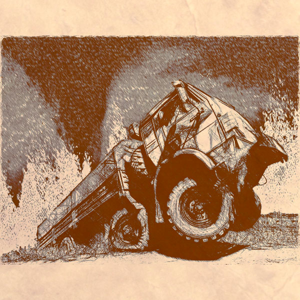 Вездеход тонет в лаве